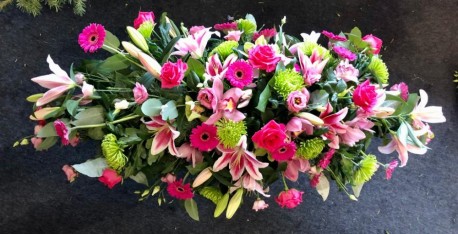 Coffin Spray Orchid, Lilies & Roses