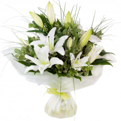 White Oriental Lilies - This fresh and stylish gift of white oriental lilies will delight and impress. (Please keep away from cats!) Beautifully presented and delivered by your local florist.