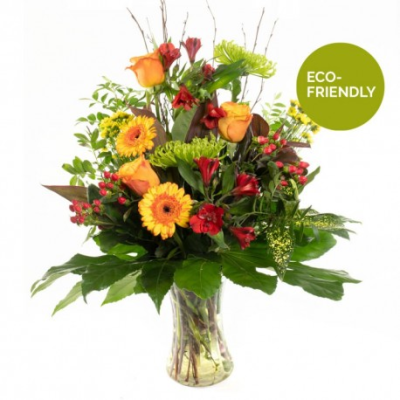 Autumn Splendour - The perfect no fuss gift of beautiful rich blooms arranged in a glass vase.