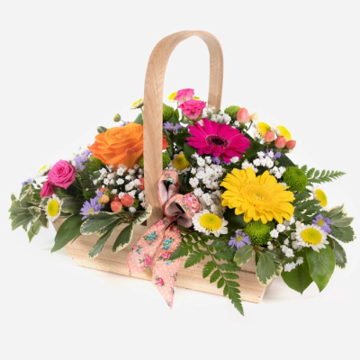 Sorbet Twist - A joyful burst of seasonal colour in a classic basket — fizzing with charm and ready to brighten any day.