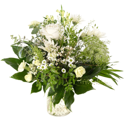 Winter Cuddle - Cosy, comforting, and beautifully understated — Winter Cuddle is a petite vase arrangement filled with soft winter tones and fresh greenery. Designed to bring a gentle touch of seasonal warmth, it’s perfect for adding subtle festive charm to any space.